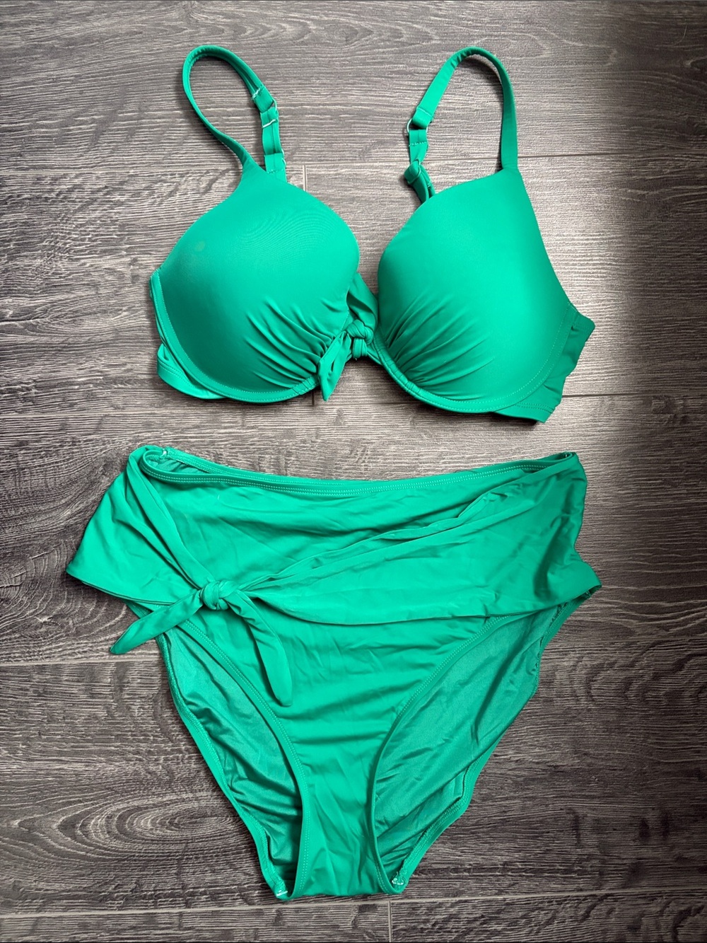 Bikini Village Women’s Emerald Green Two-Piece High Waist Bikini- Size M